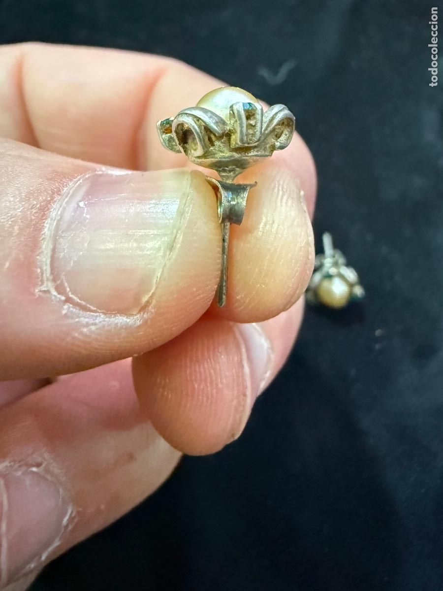 Antig&uuml;edades: PAREJA DE PENDIENTES DE PLATA - MEDIDA 1 CM - Foto 3