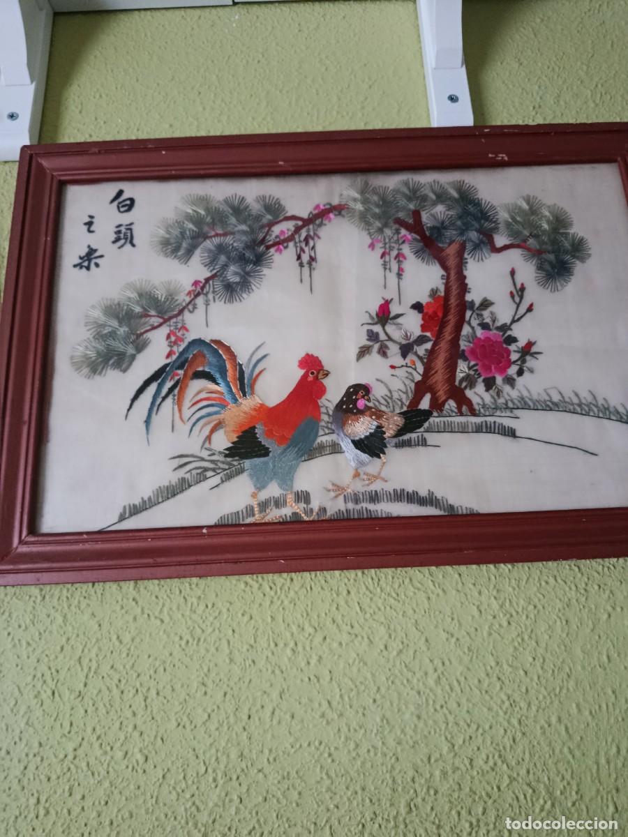 Antig&uuml;edades: CUADRO CHINO BORDADO EN SEDA - Foto 1