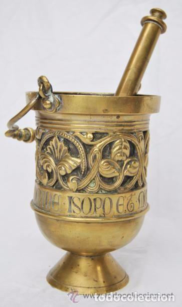 Antig&uuml;edades: IMPORTANTE ACETRE CON ISOPO DE BRONCE RENACENTISTA SIGLO XVI-XVII