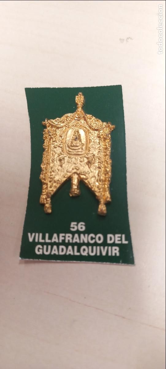 Antig&uuml;edades: VILLAFRANCA DEL GUADALQUIVIR 56 ESTANDARTE DE HERMANDAD ROCIERA. VIRGEN DEL ROCIO MINIATURA INSIGNIA