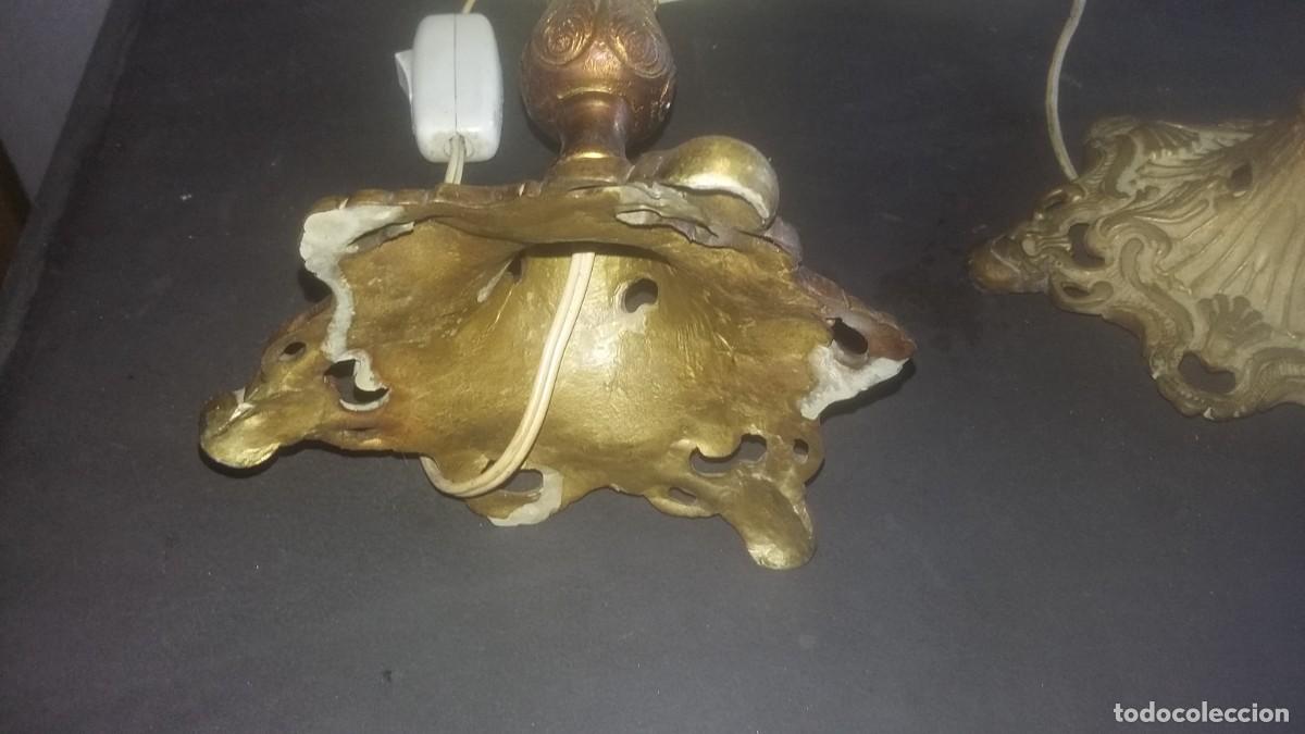 Antig&uuml;edades: LOTE DOS LAMPARAS MESILLA CON PIE DE BRONCE. FUNCIONANDO. - Foto 3