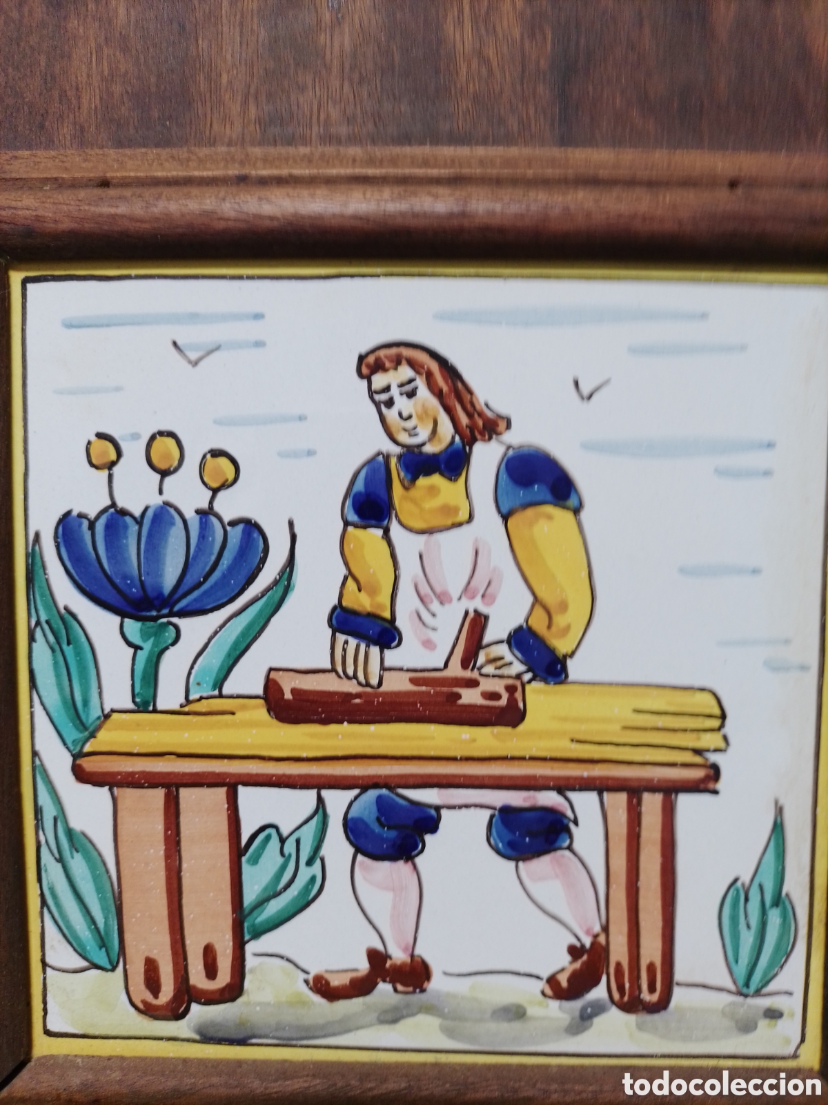 Antig&uuml;edades: Azulejo decorativo enmarcado. - Foto 3
