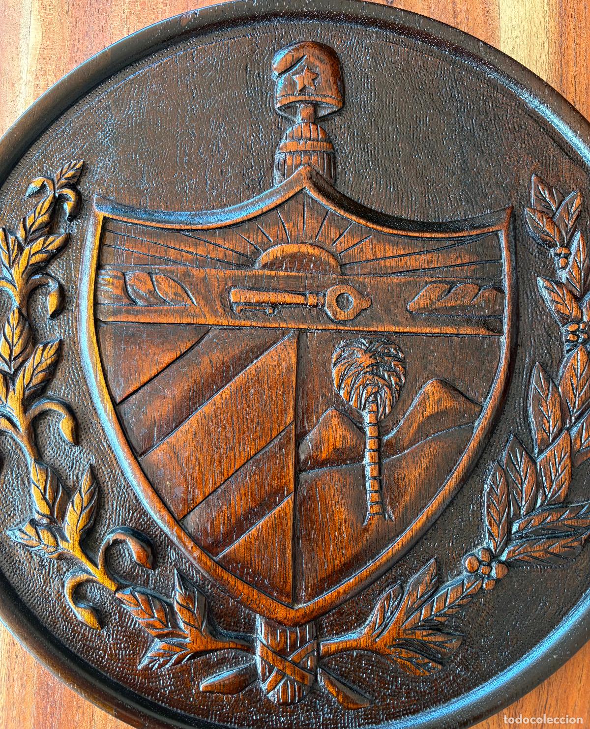 Antig&uuml;edades: GRAN ESCUDO DE CUBA EN MADERA MACIZA - Foto 2