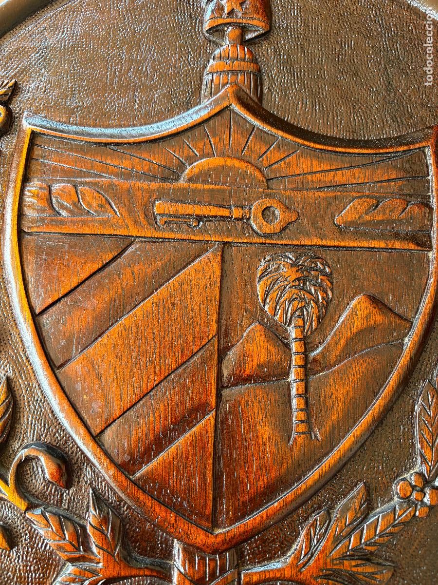 Antig&uuml;edades: GRAN ESCUDO DE CUBA EN MADERA MACIZA - Foto 3