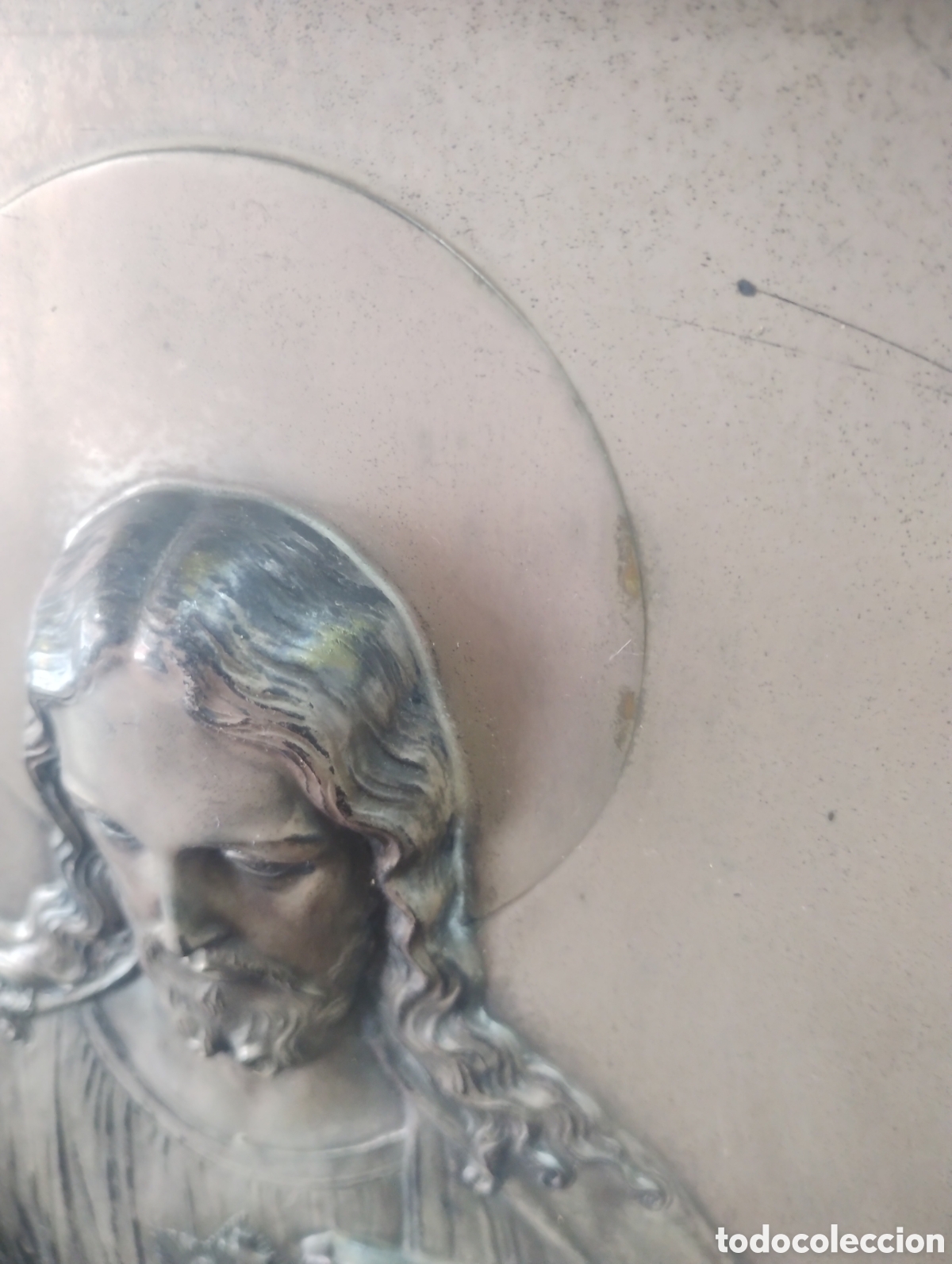 Antig&uuml;edades: Cuadro de &rdquo;Sagrado Coraz&oacute;n&rdquo; en metal plateado - Foto 7