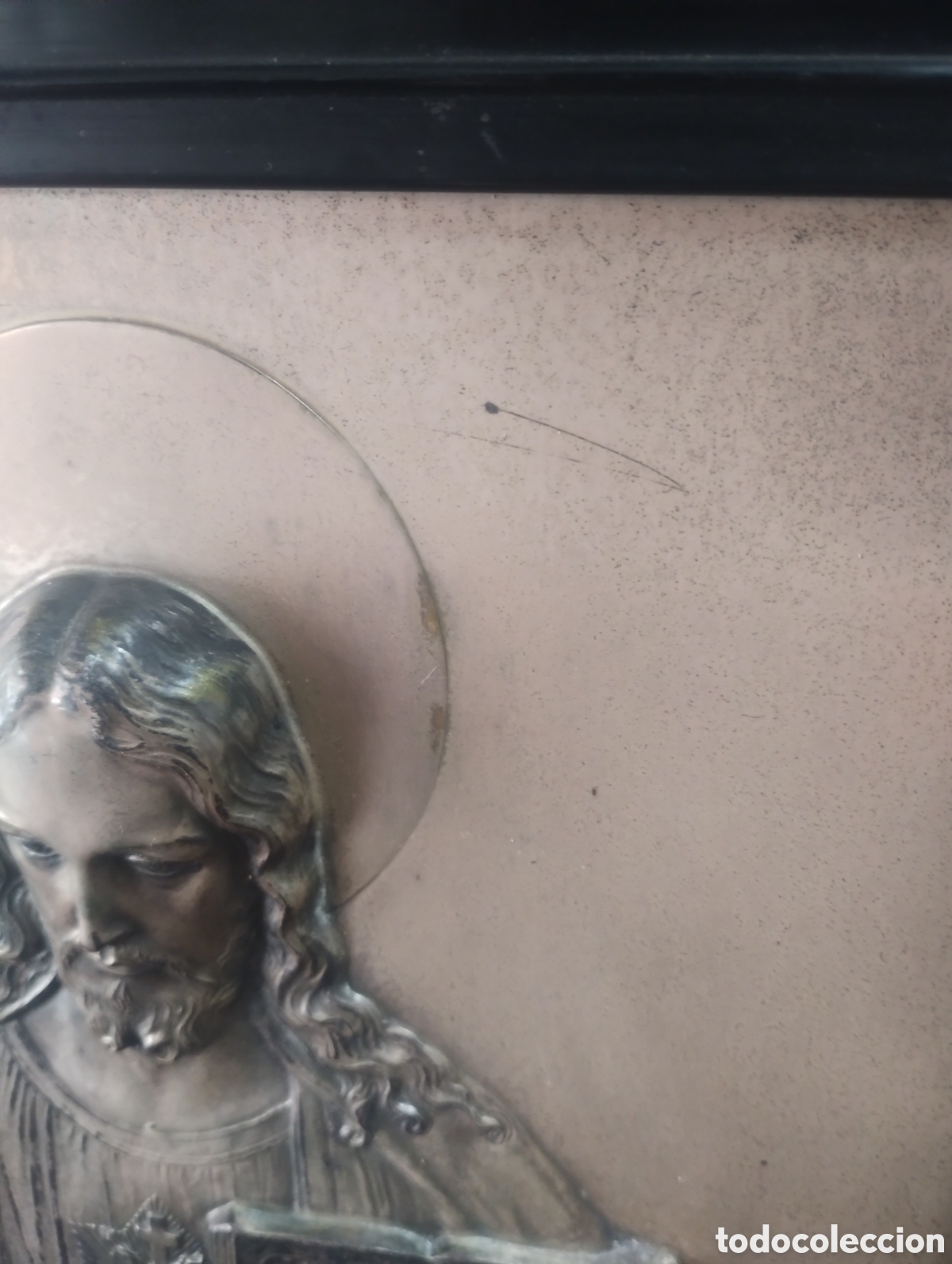Antig&uuml;edades: Cuadro de &rdquo;Sagrado Coraz&oacute;n&rdquo; en metal plateado - Foto 8