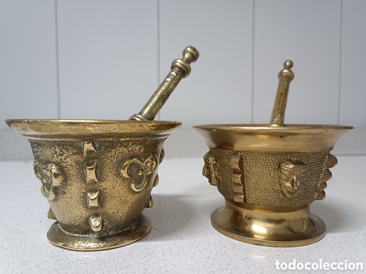 Antig&uuml;edades: Conjunto de 2 morteros bronce. - Foto 9