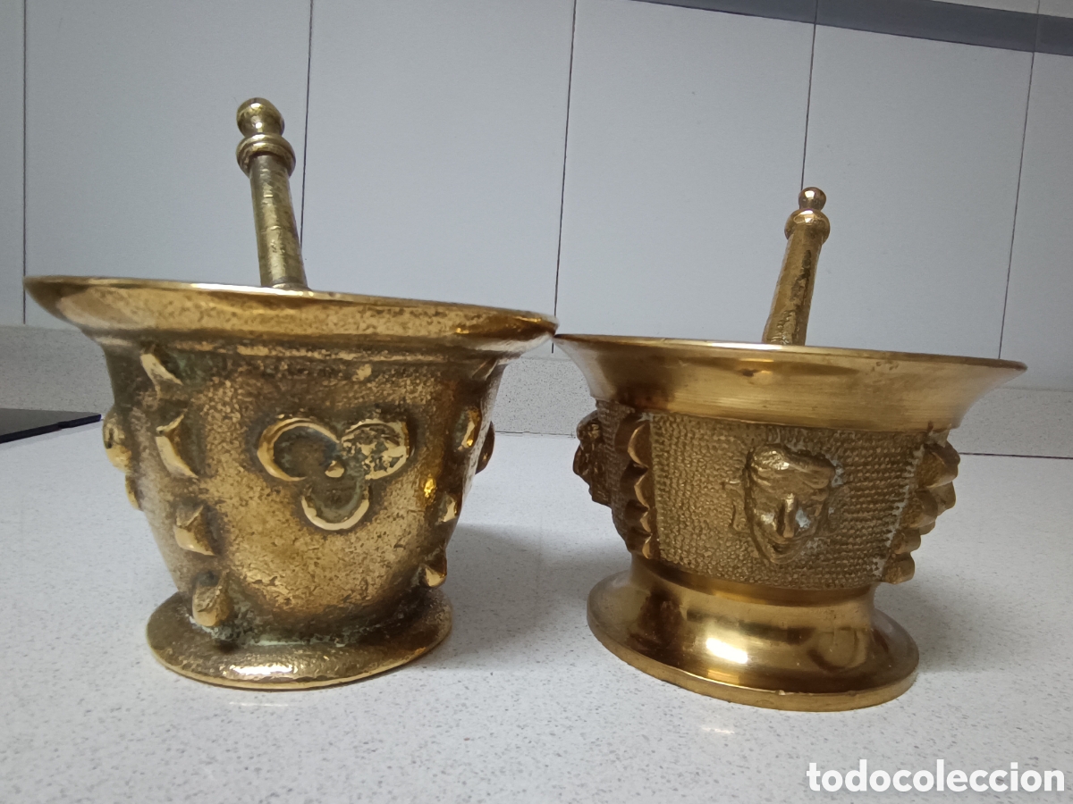 Antig&uuml;edades: Conjunto de 2 morteros bronce. - Foto 10