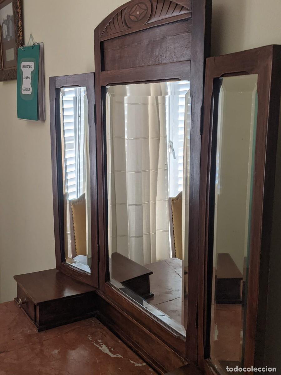 Antig&uuml;edades: C&oacute;moda antigua art deco con espejo tr&iacute;ptico - Foto 2
