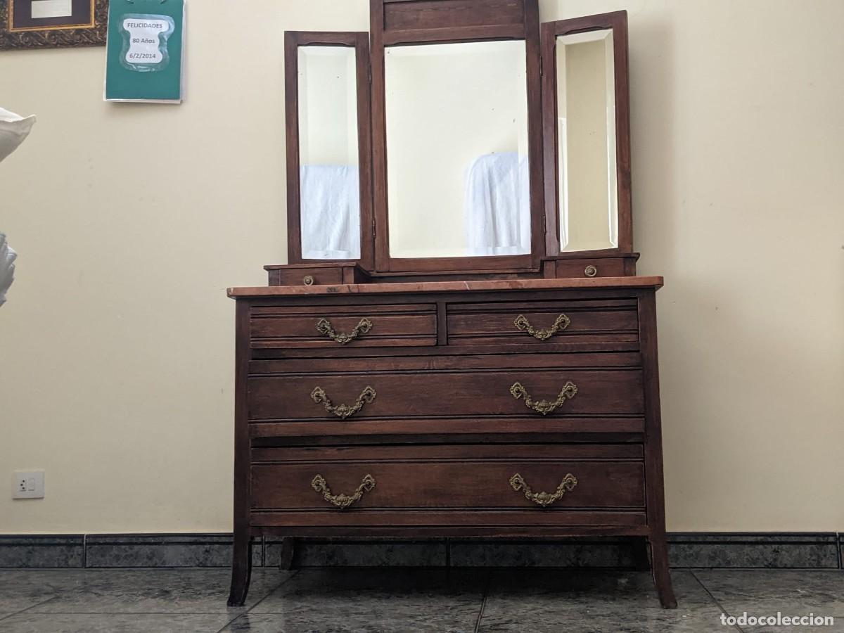 Antig&uuml;edades: C&oacute;moda antigua art deco con espejo tr&iacute;ptico - Foto 3