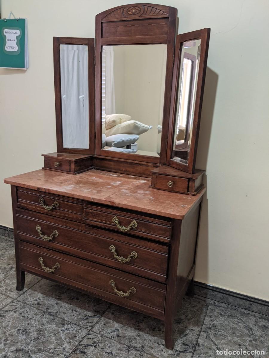 Antig&uuml;edades: C&oacute;moda antigua art deco con espejo tr&iacute;ptico - Foto 6