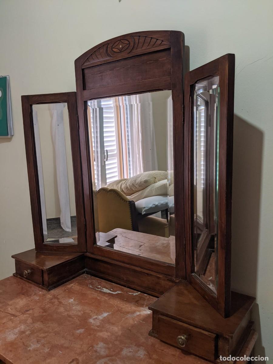 Antig&uuml;edades: C&oacute;moda antigua art deco con espejo tr&iacute;ptico - Foto 7