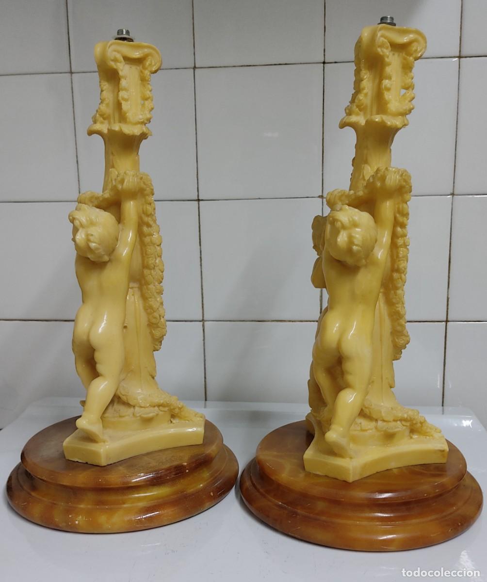 Antig&uuml;edades: Pareja de l&aacute;mparas con querubines - Foto 3
