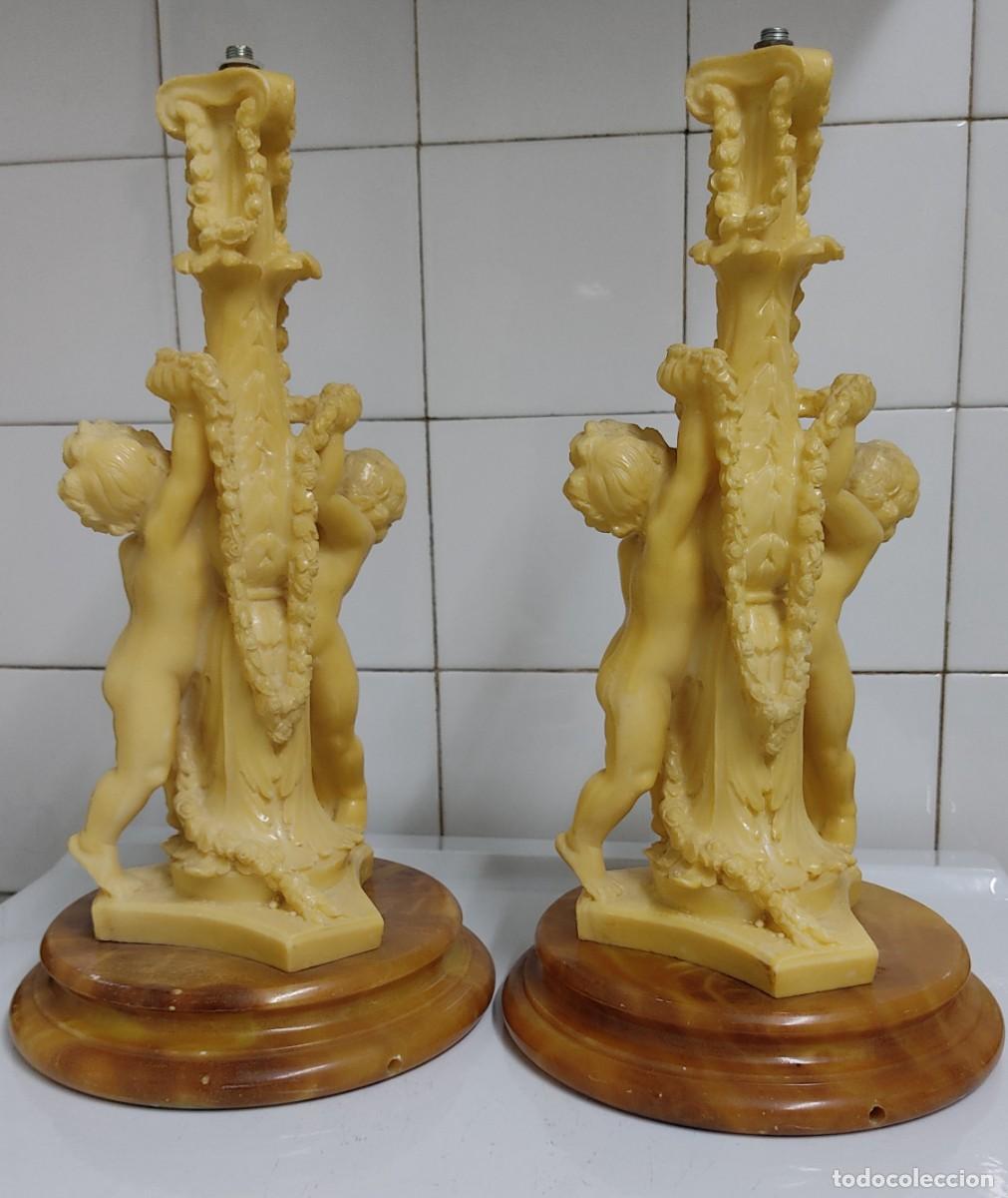 Antig&uuml;edades: Pareja de l&aacute;mparas con querubines - Foto 4