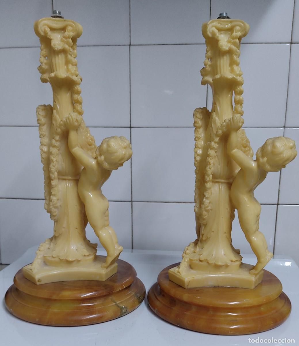 Antig&uuml;edades: Pareja de l&aacute;mparas con querubines - Foto 5