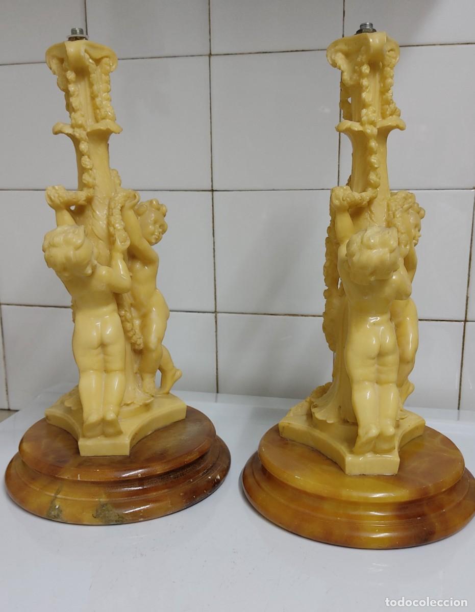 Antig&uuml;edades: Pareja de l&aacute;mparas con querubines - Foto 6
