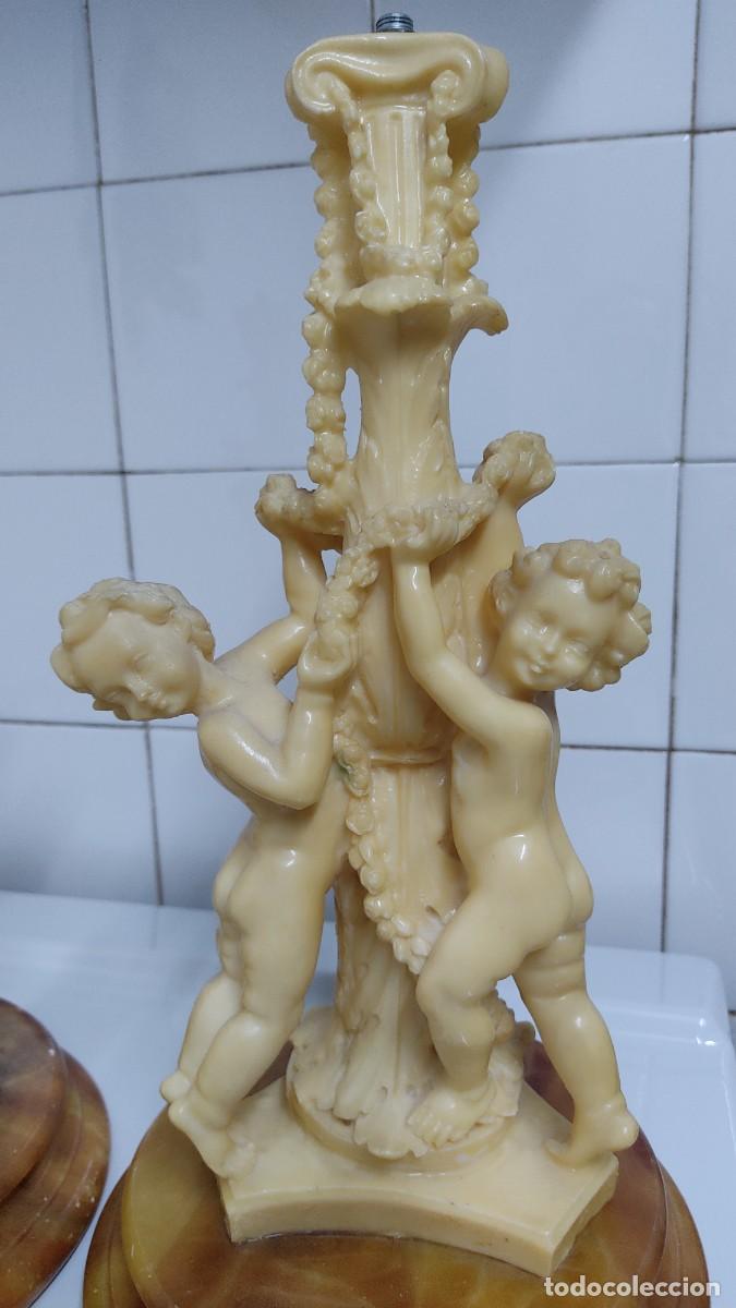 Antig&uuml;edades: Pareja de l&aacute;mparas con querubines - Foto 7