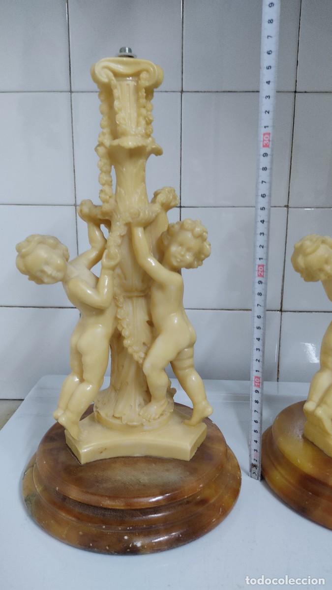 Antig&uuml;edades: Pareja de l&aacute;mparas con querubines - Foto 20