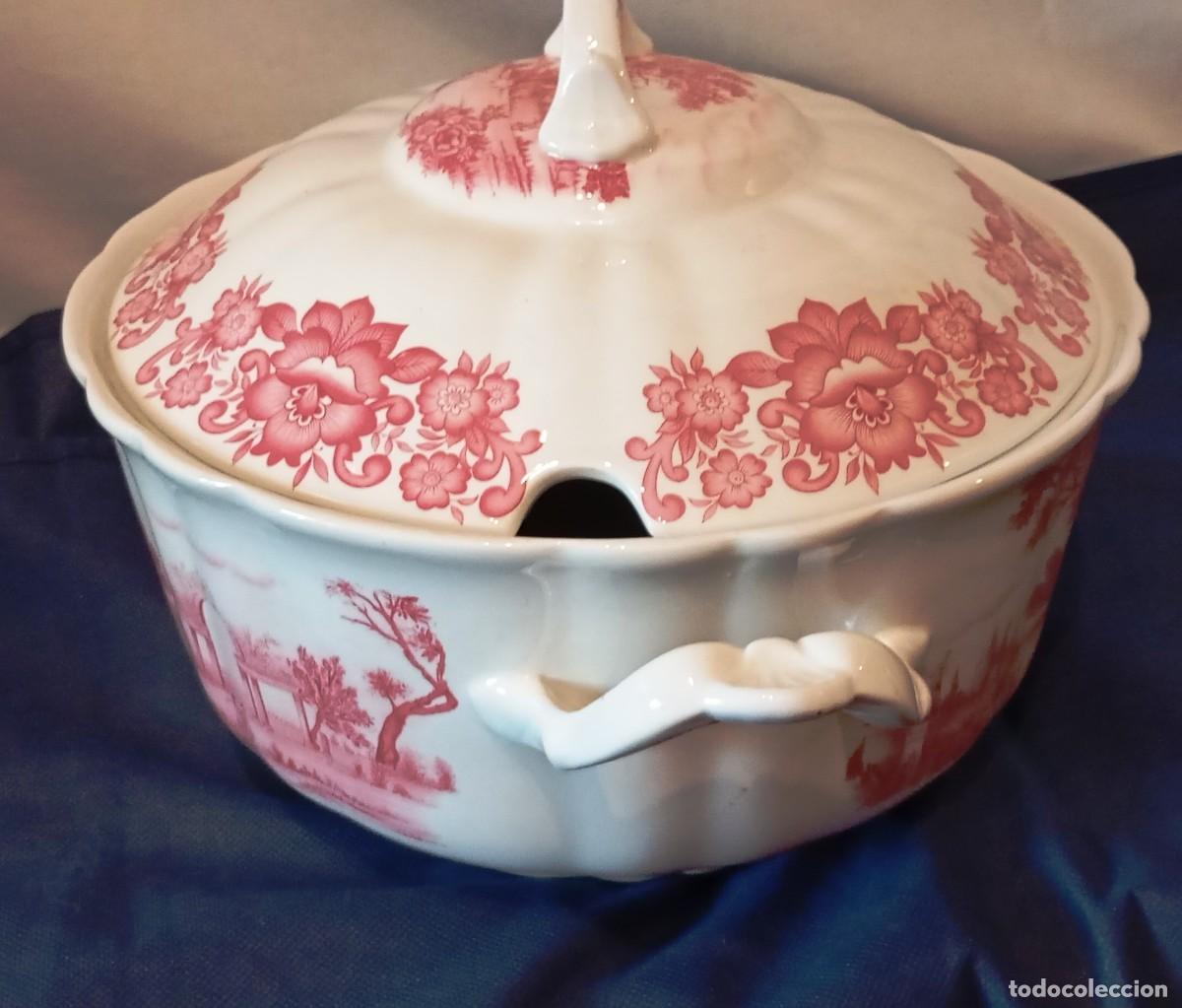 Antig&uuml;edades: Sopera antigua Pickman loza rosa. - Foto 6
