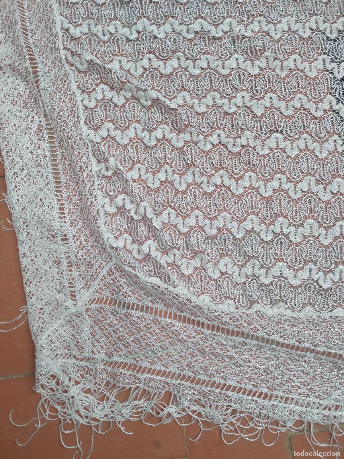 Antig&uuml;edades: Mant&oacute;n chal vintage, blanco - Foto 4