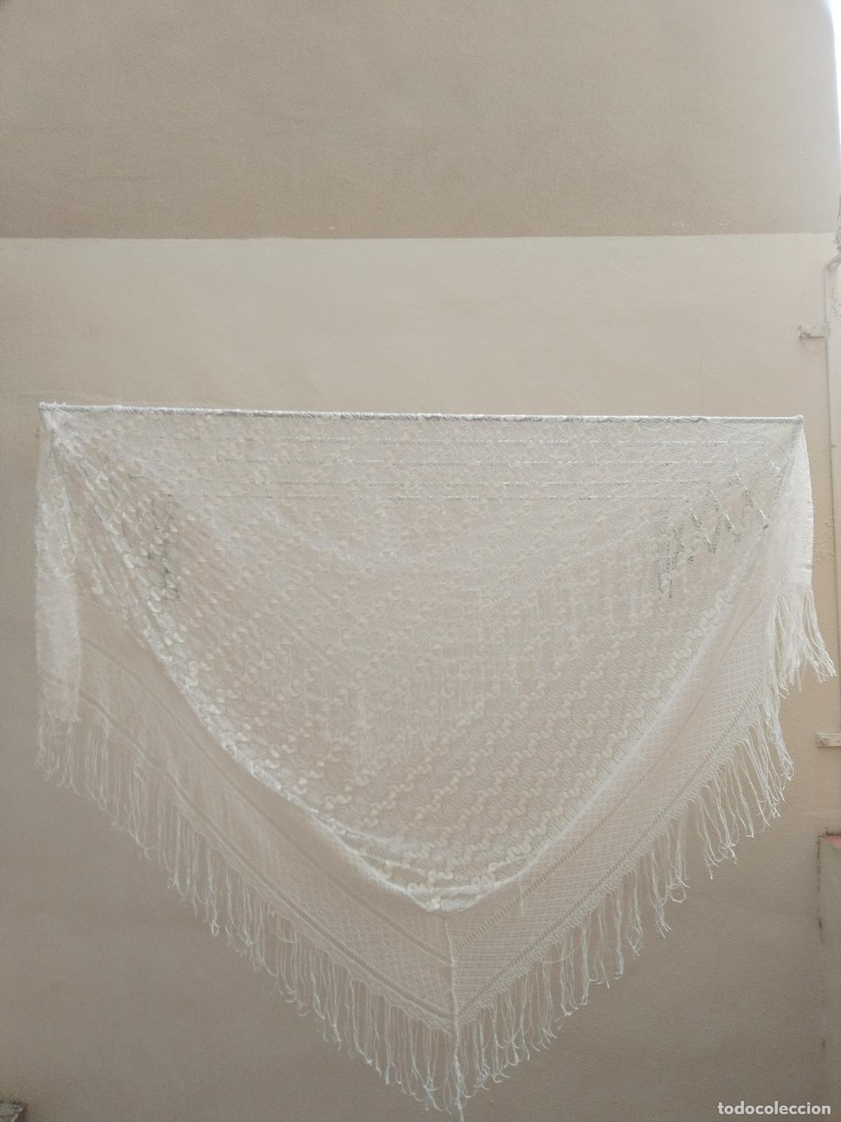 Antig&uuml;edades: Mant&oacute;n chal vintage, blanco - Foto 6