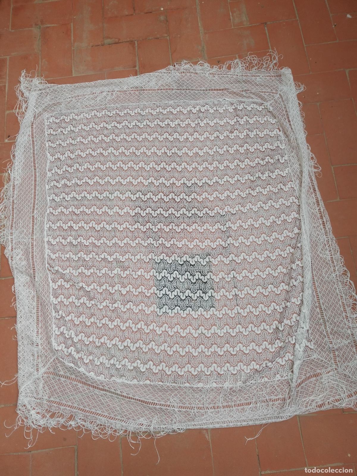Antig&uuml;edades: Mant&oacute;n chal vintage, blanco - Foto 7