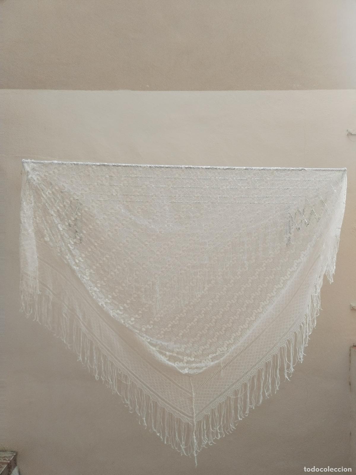 Antig&uuml;edades: Mant&oacute;n chal vintage, blanco - Foto 8