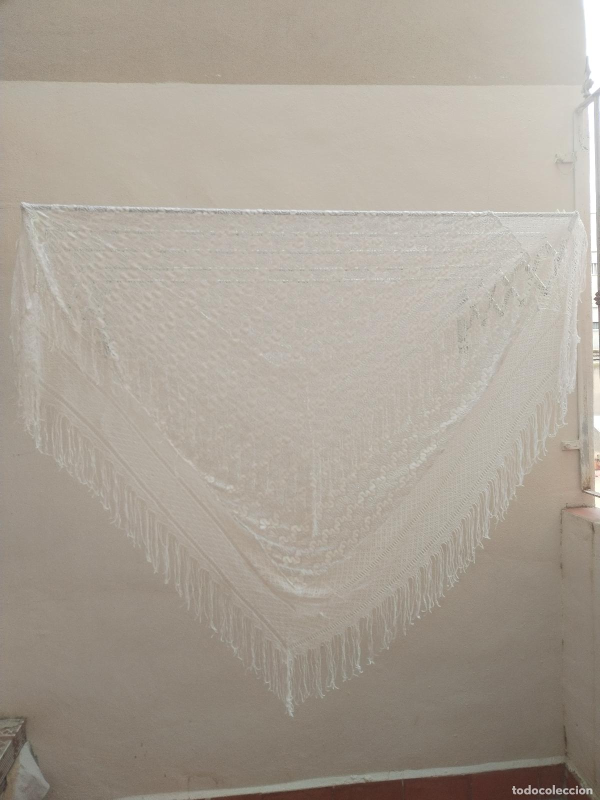 Antig&uuml;edades: Mant&oacute;n chal vintage, blanco - Foto 9