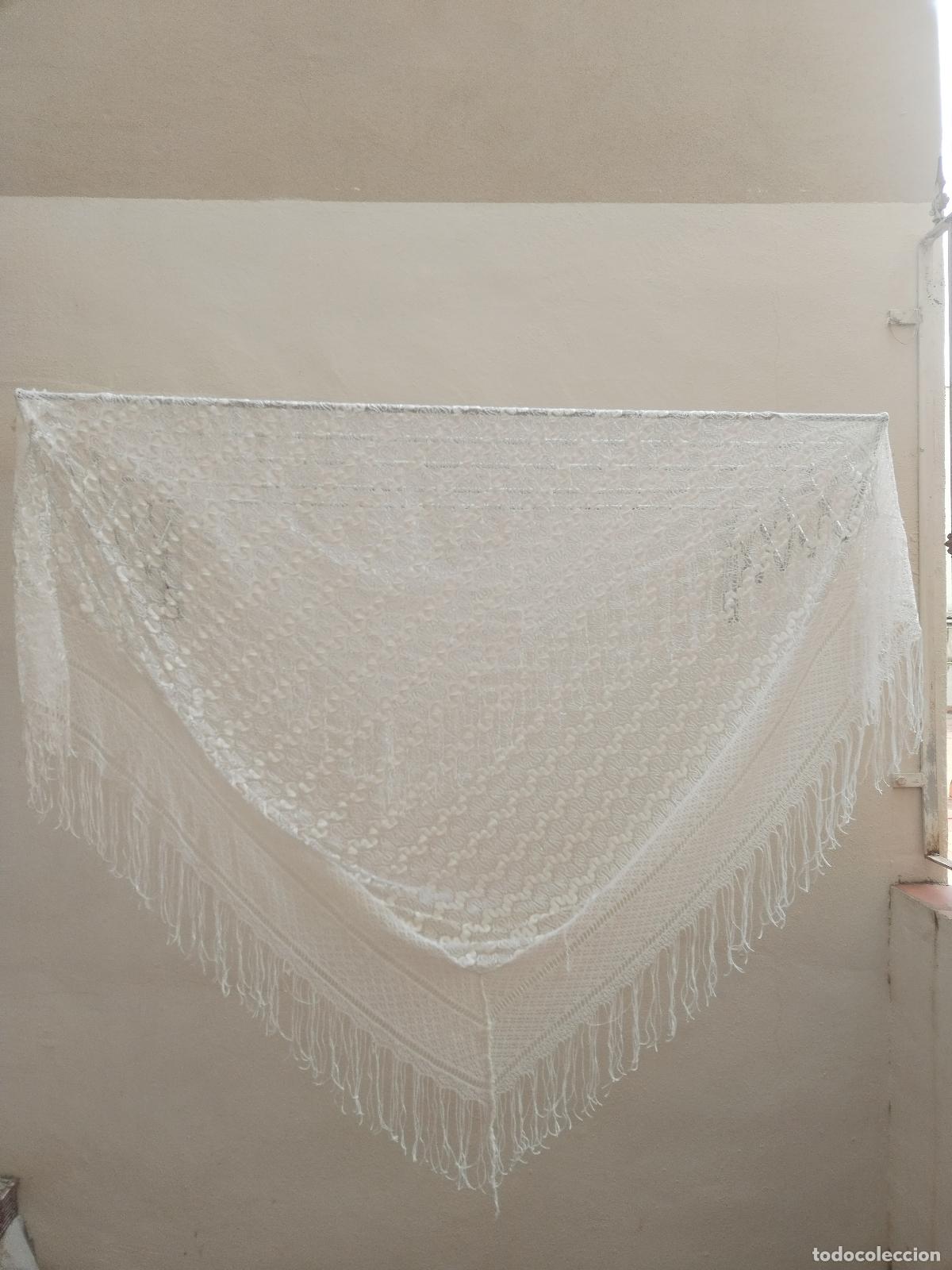 Antig&uuml;edades: Mant&oacute;n chal vintage, blanco - Foto 11