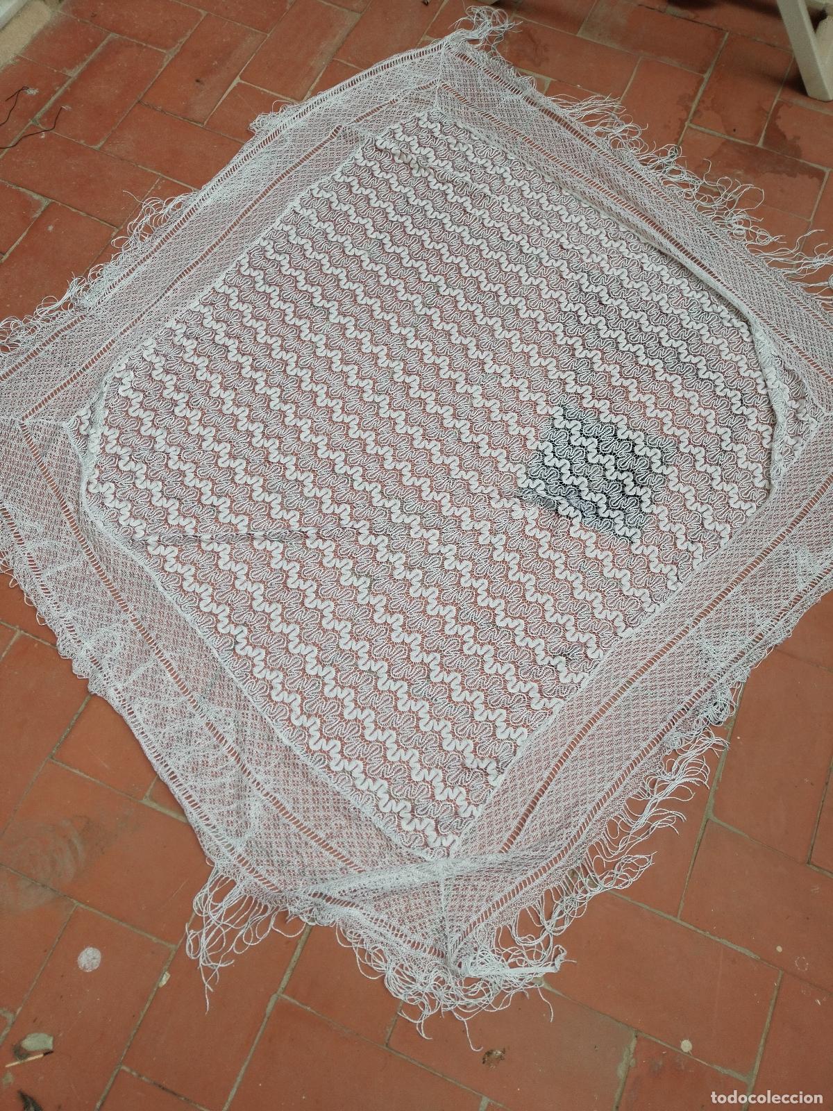 Antig&uuml;edades: Mant&oacute;n chal vintage, blanco - Foto 14