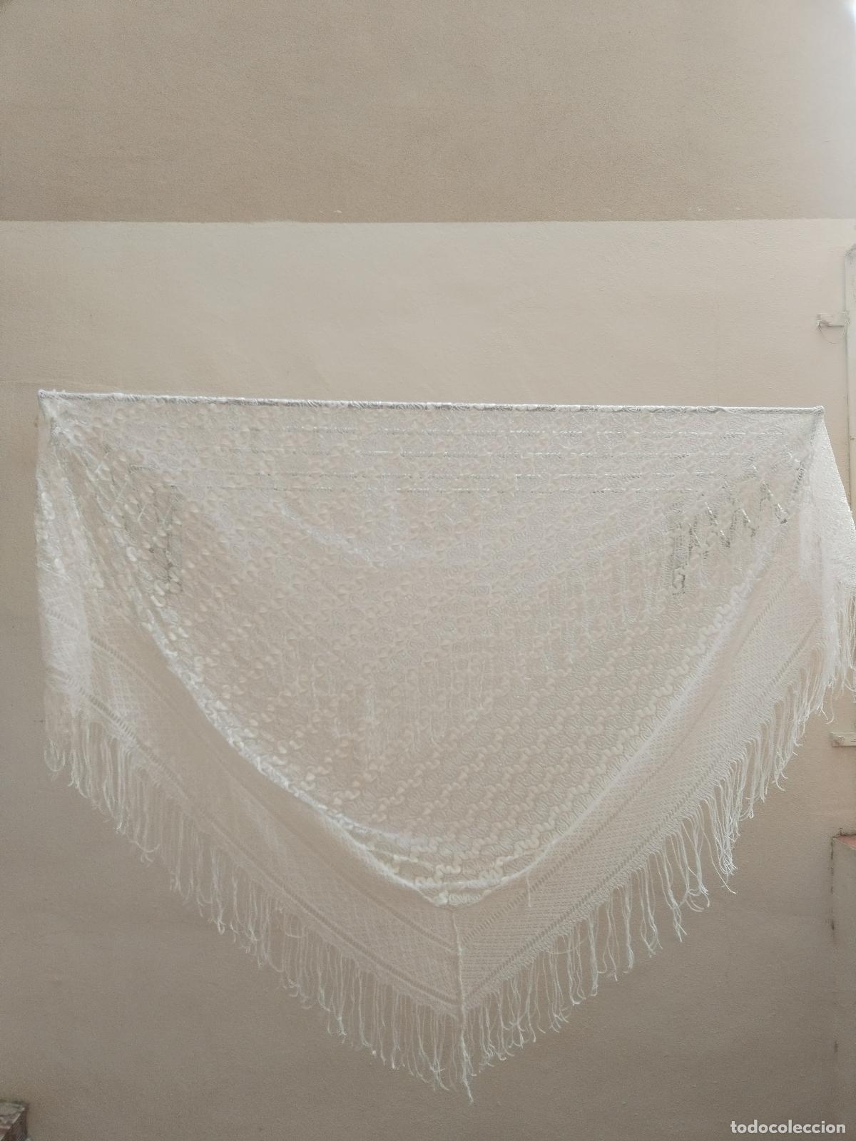 Antig&uuml;edades: Mant&oacute;n chal vintage, blanco - Foto 17