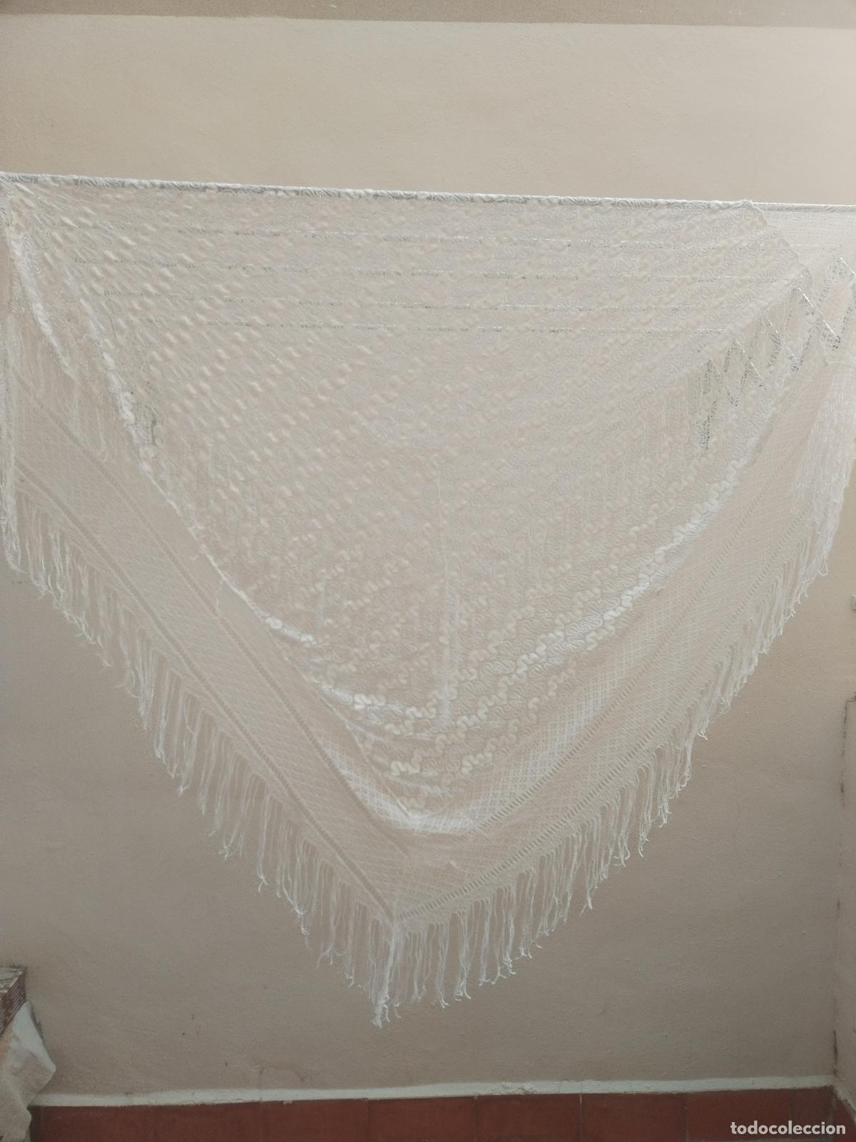 Antig&uuml;edades: Mant&oacute;n chal vintage, blanco - Foto 21