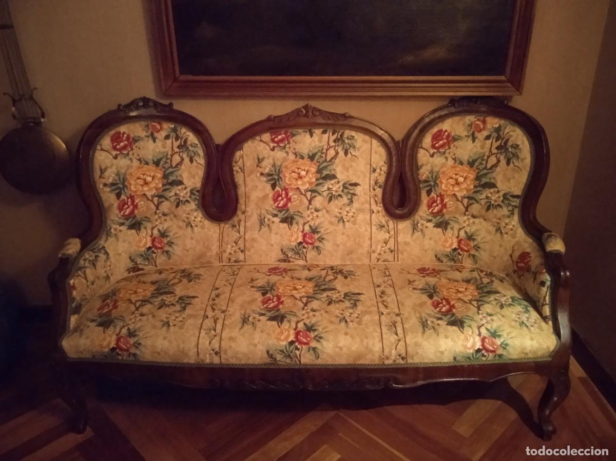 Antig&uuml;edades: Sofa ebanisteria tapizado - Foto 1