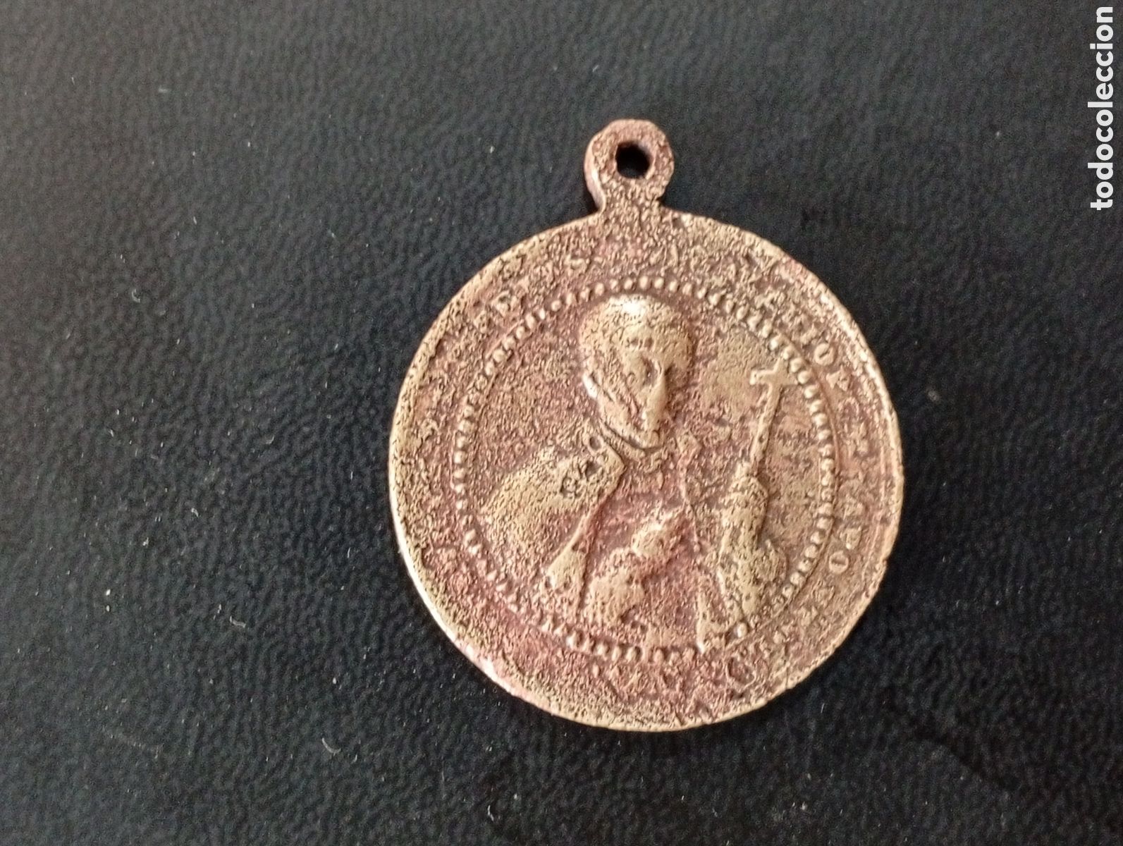 Antig&uuml;edades: Medalla de bronze Sant Pere Claver siglo XX dia 30 mm