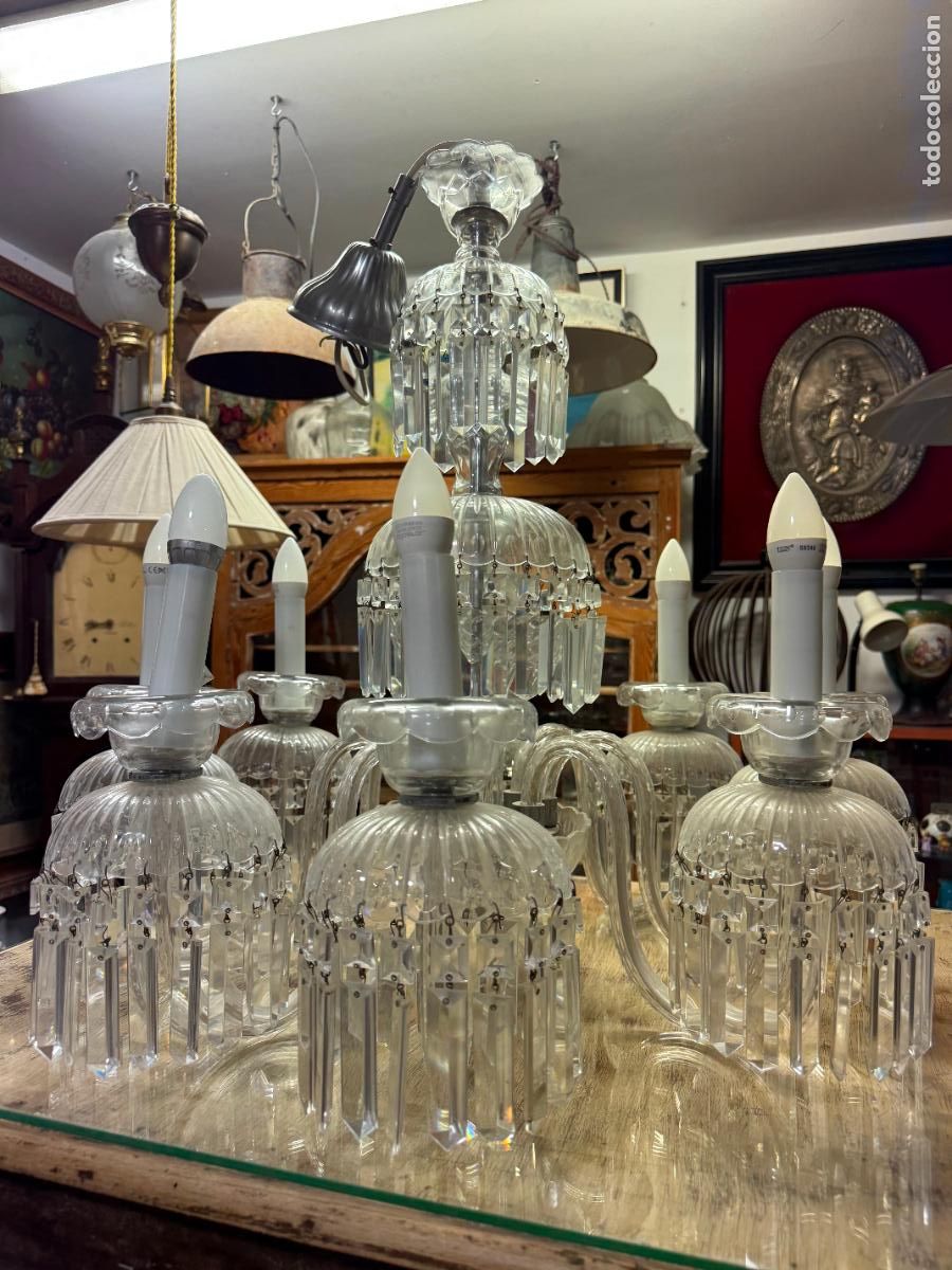 Antig&uuml;edades: ESPECTACULAR LAMPARA DE CRISTAL - MEDIDA 75X68 CM