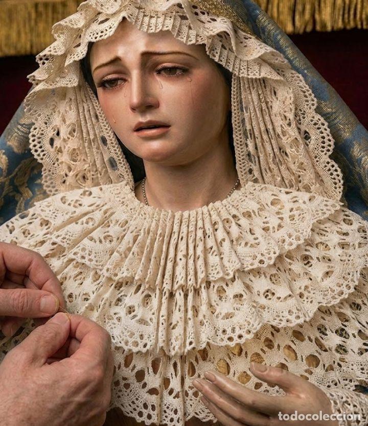 Antig&uuml;edades: 11 metros de antiguo encaje de bolillos ideal para tocado de virgen semana santa