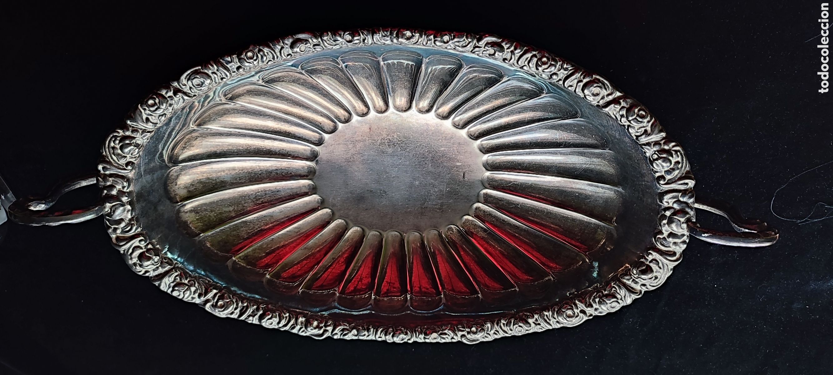 Antig&uuml;edades: Antiguo gran centro de mesa de alpaca plateada