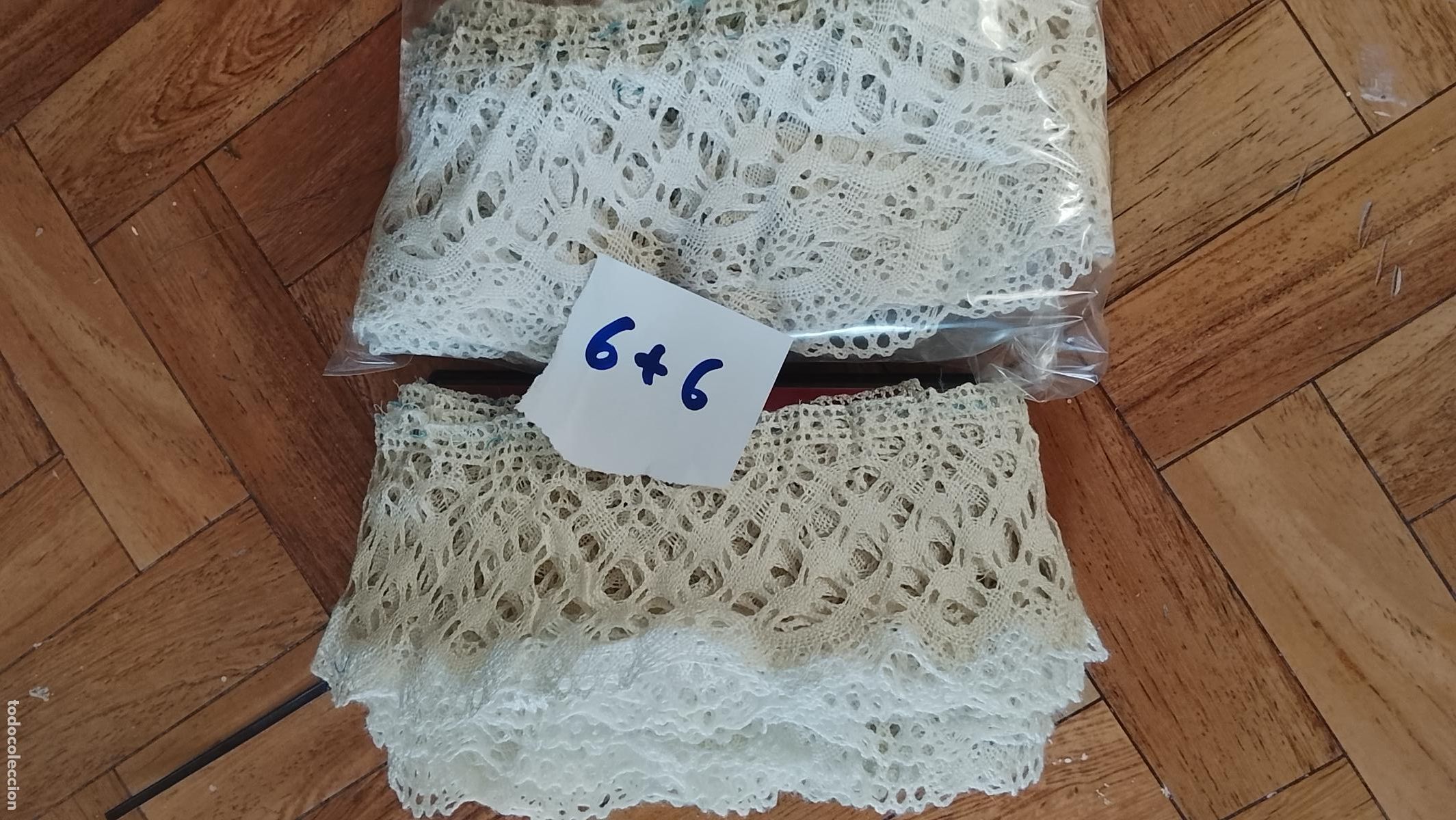 Antig&uuml;edades: 12 metros de antiguo encaje de bolillos ideal para tocado de virgen semana santa EN DOS PIEZAS