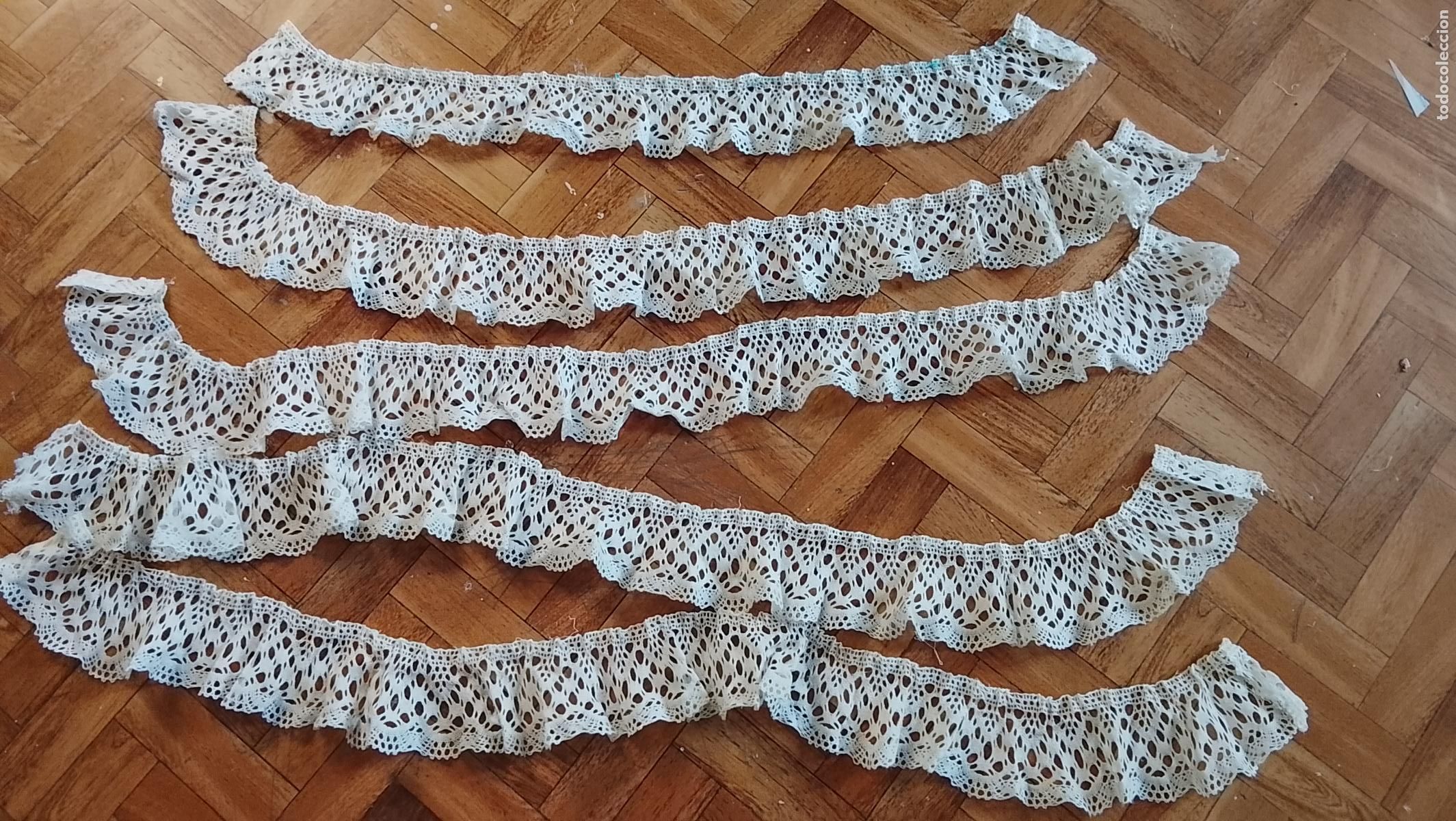 Antig&uuml;edades: 8,27 metros de antiguo encaje de bolillos ideal para tocado de virgen semana santa EN 5 PIEZAS
