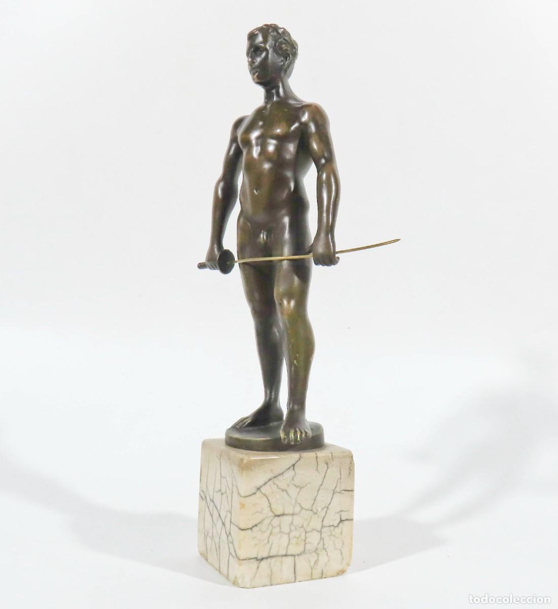 Antig&uuml;edades: EL ESGRIMISTA FIGURA BRONCE SPIRO SCHWATENBERG &rdquo;Stehender Fechter&rdquo;