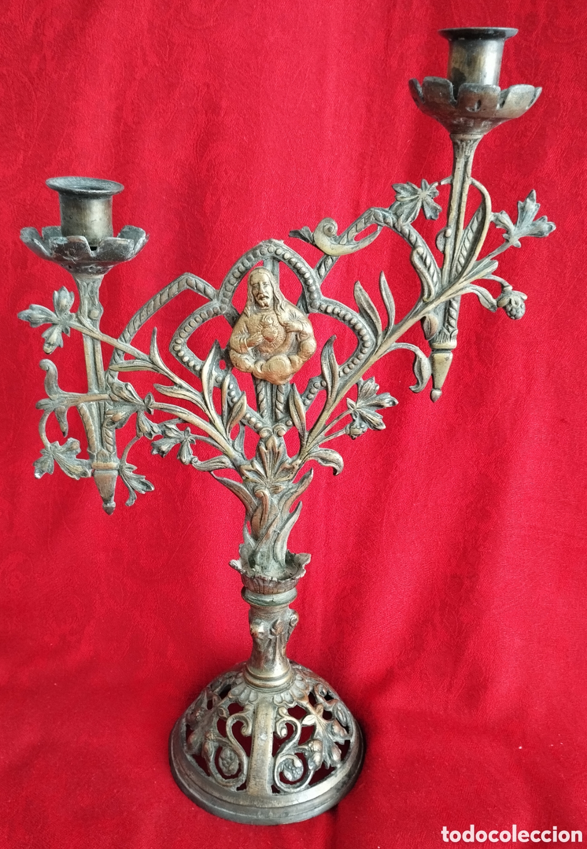 Antig&uuml;edades: Pareja Candelabros antiguos bronce. - Foto 4