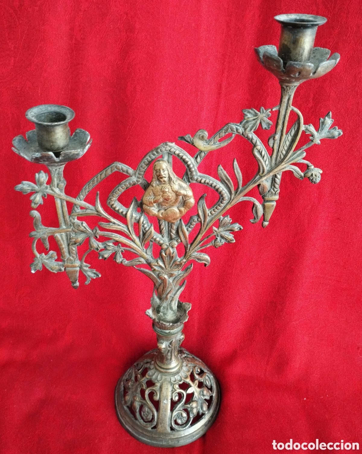 Antig&uuml;edades: Pareja Candelabros antiguos bronce. - Foto 5