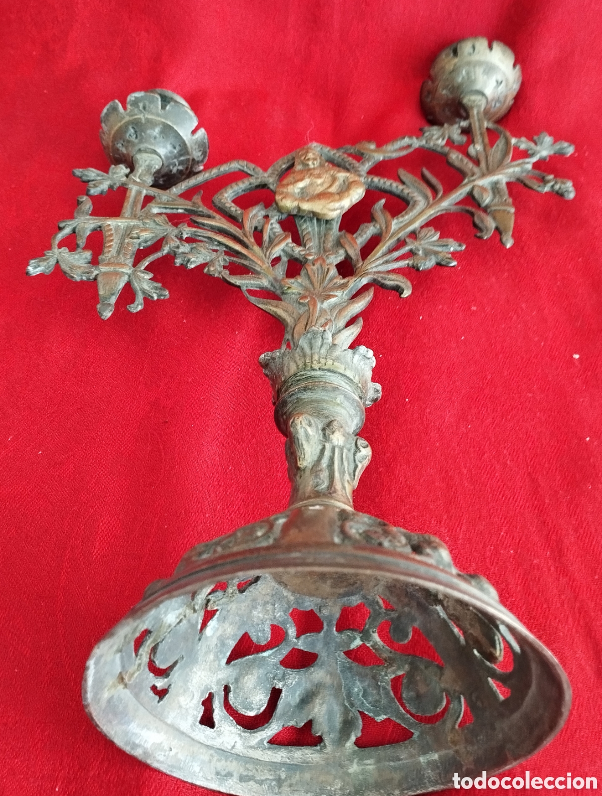 Antig&uuml;edades: Pareja Candelabros antiguos bronce. - Foto 8