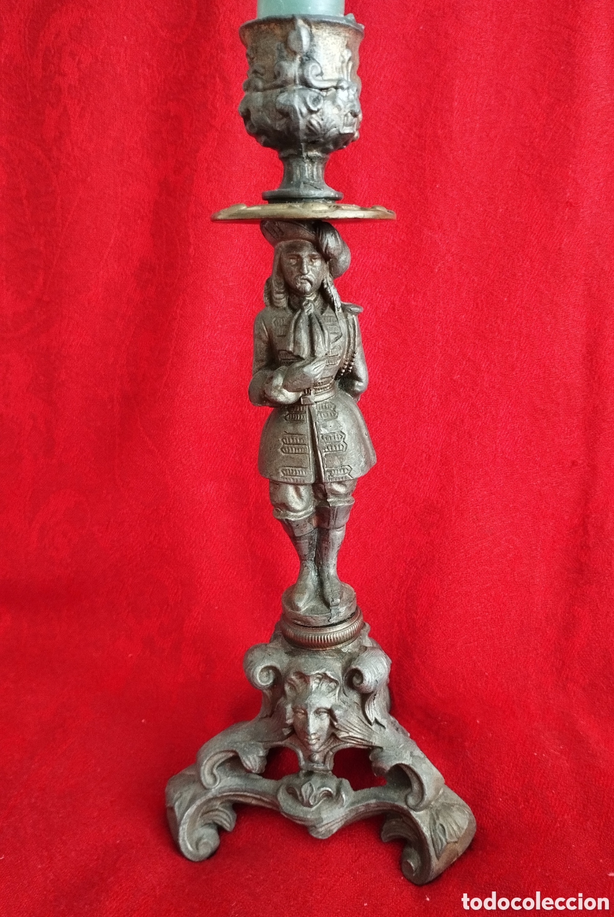 Antig&uuml;edades: Pareja Candelabros antiguos bronce. - Foto 11