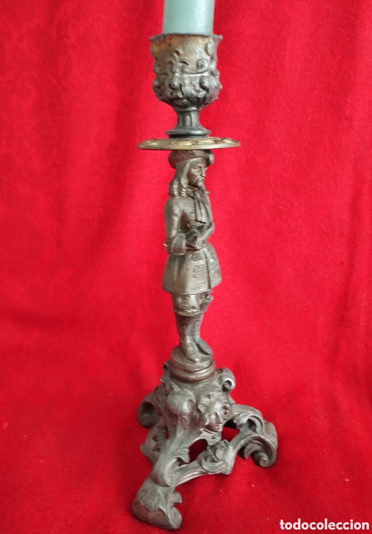 Antig&uuml;edades: Pareja Candelabros antiguos bronce. - Foto 12