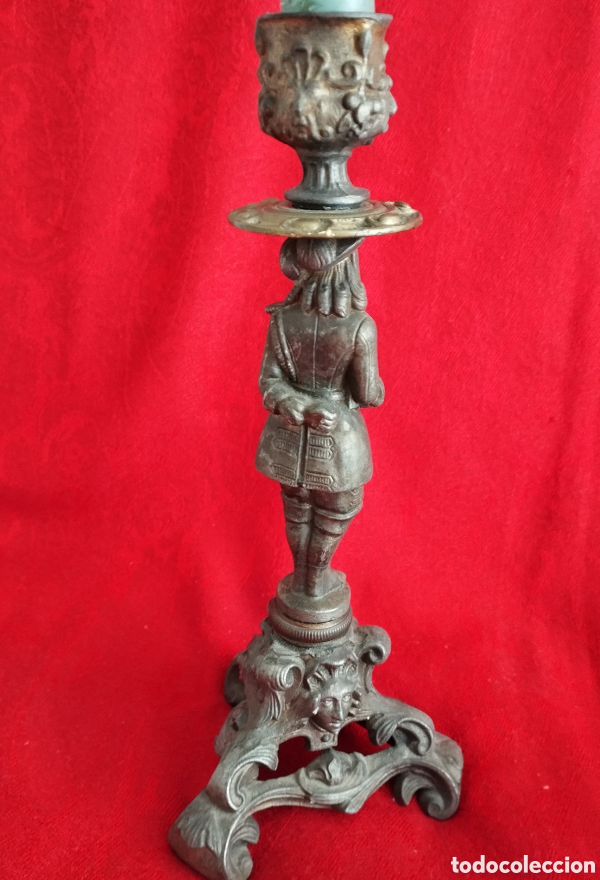Antig&uuml;edades: Pareja Candelabros antiguos bronce. - Foto 13