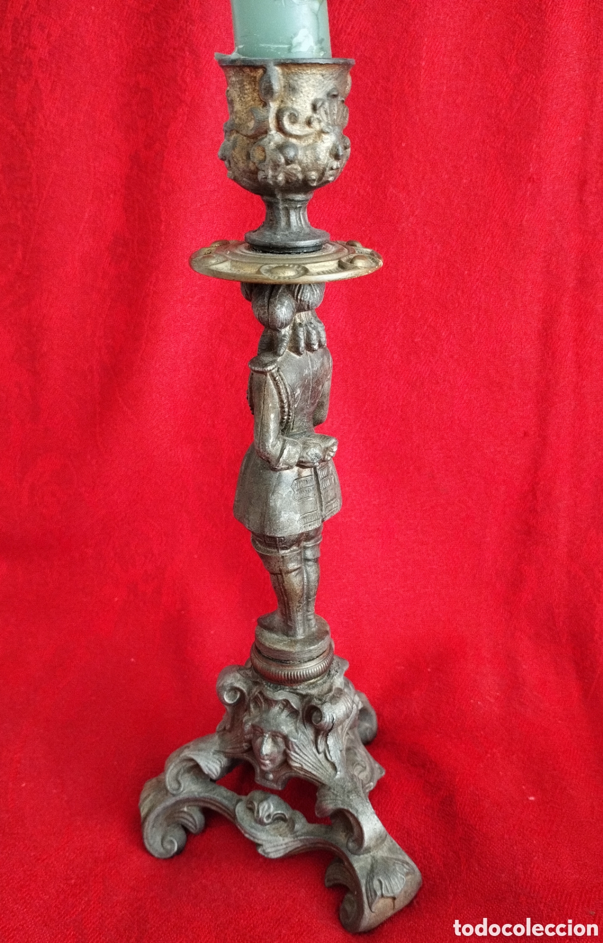 Antig&uuml;edades: Pareja Candelabros antiguos bronce. - Foto 14