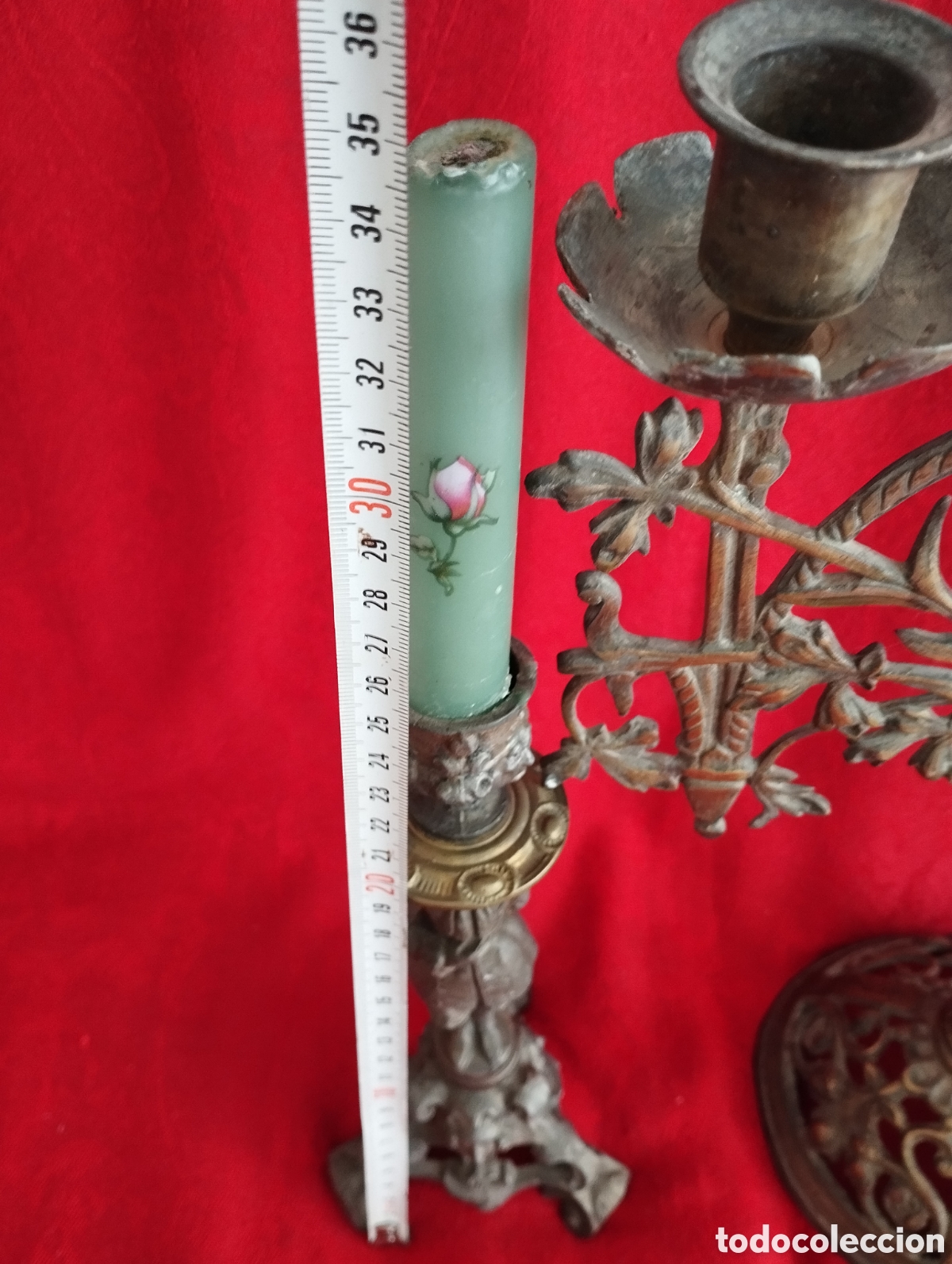 Antig&uuml;edades: Pareja Candelabros antiguos bronce. - Foto 17