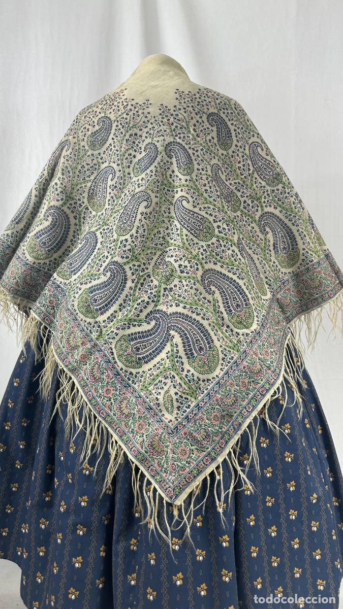 Antig&uuml;edades: Antiguo mant&oacute;n de merino estampado - Foto 2