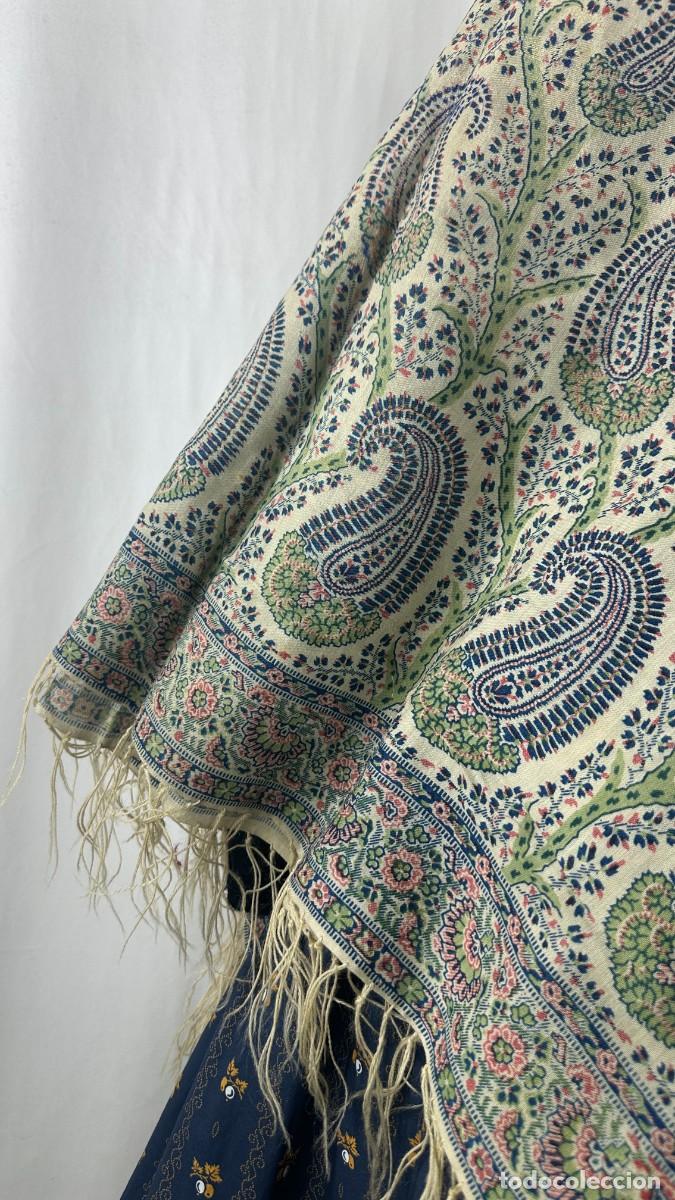 Antig&uuml;edades: Antiguo mant&oacute;n de merino estampado - Foto 3